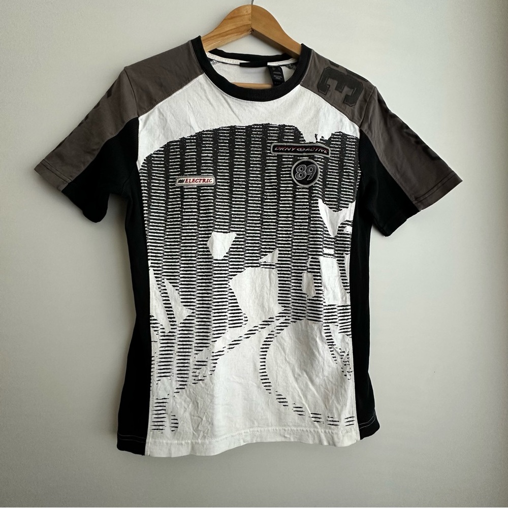 Vintage DKNY Made In Canada Black and White 100% Cotton Streetwear Tees S